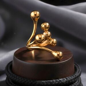 Modern Abstract Chunky Ring 18K Gold Plated Stainless Steel Bold Statement